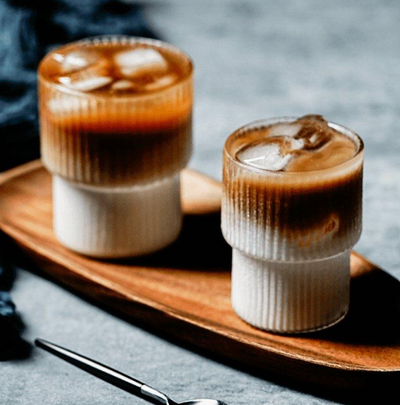 Ribbed Glass Iced Coffee & Tea Mug