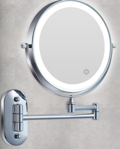 Black LED Rechargeable Makeup Mirror – 3-Color Light