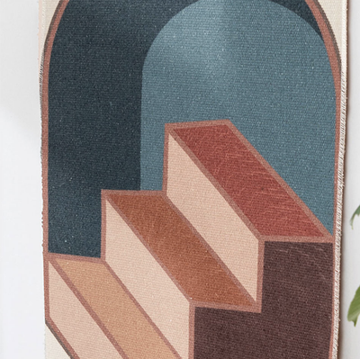 Handwoven Cotton Wall Tapestry with Geometric Pattern