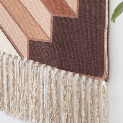 Handwoven Cotton Wall Tapestry with Geometric Pattern