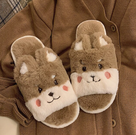 Fluffy Animal Slippers Warm Plush Indoor Shoes for Adults Kids