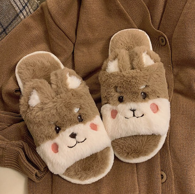 Fluffy Animal Slippers Warm Plush Indoor Shoes for Adults Kids