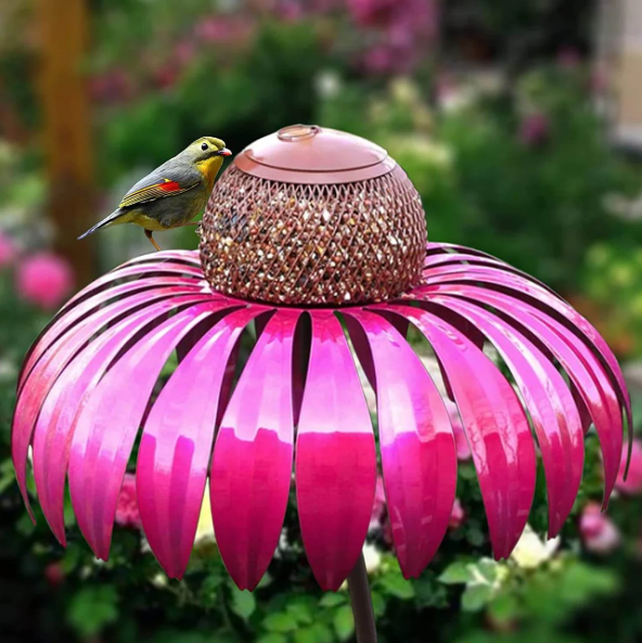 Floral Bird Feeding Station for Garden & Patio