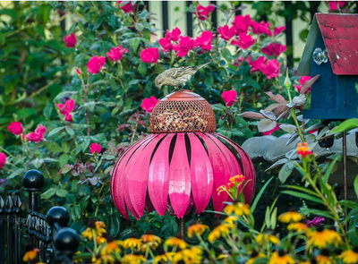 Floral Bird Feeding Station for Garden & Patio