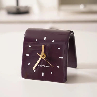 SculptiTime Ceramic Table Clock – Brown, 11.8 cm