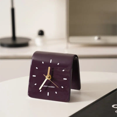 SculptiTime Ceramic Table Clock – Brown, 11.8 cm