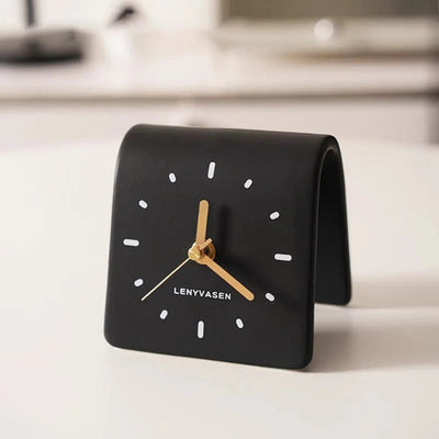 SculptiTime Ceramic Table Clock – Brown, 11.8 cm