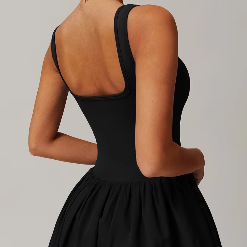 Women’s Sleeveless Tennis and Running Dress with Built-In Skirt
