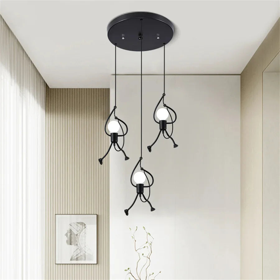 Cheerful Doll-Shaped Adjustable Pendant Light