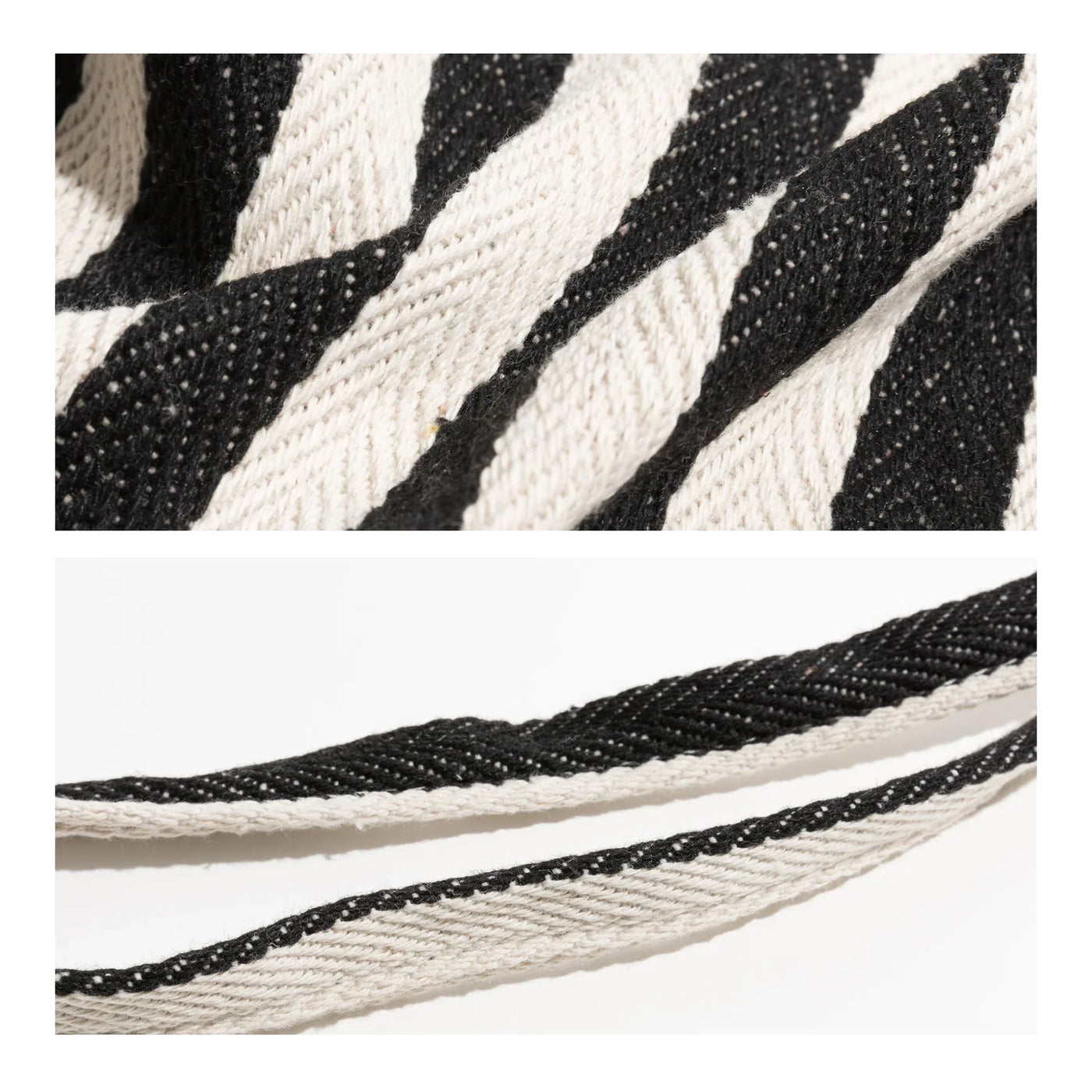 Striped Canvas Tote Bag with Long Handles