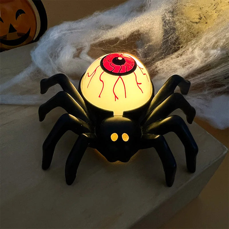 Halloween LED Skull & Spider Lamp – Spooky Home Decor