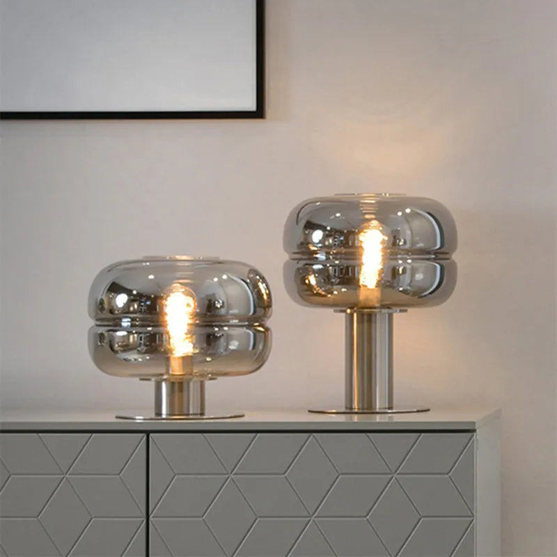 Scandinavian Glass Table Lamp – AuroraForm E27