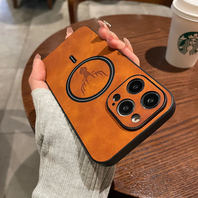 Deer Leather iPhone Case MagSafe Wireless Charging
