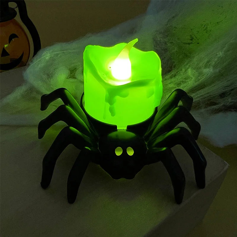 Halloween LED Skull & Spider Lamp – Spooky Home Decor
