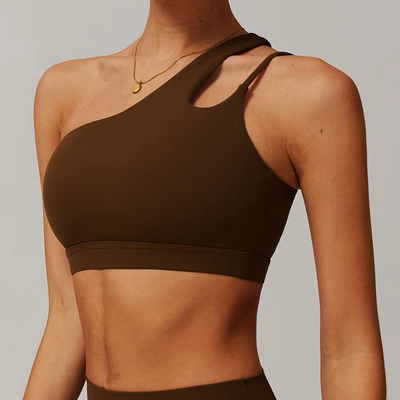 Women’s Shockproof Sports Bra with Oblique Shoulder Straps for Fitness