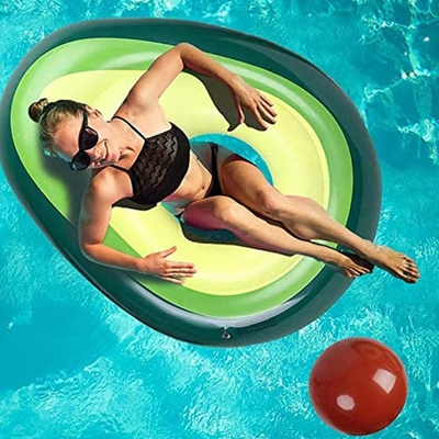 Inflatable Avocado Pool Float with Detachable Ball Toy