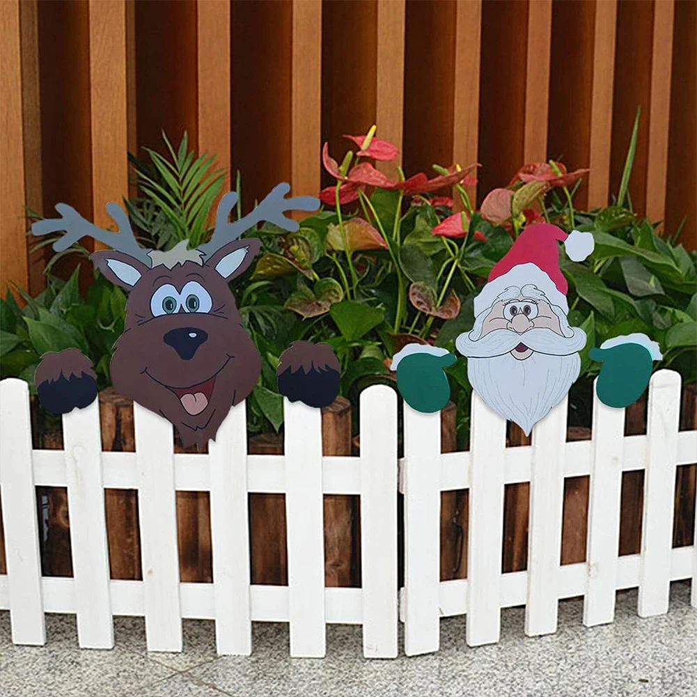 Christmas Garden Decor Peeking Ornaments