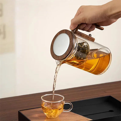 Glass Teapot with Infuser & Wooden Handle – ZenSteep