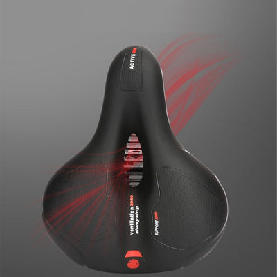 Wide Shock-Absorbing Bike Saddle with Reflective Strip