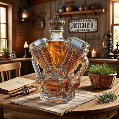 Motorcycle Whiskey Bottle Glass Decanter