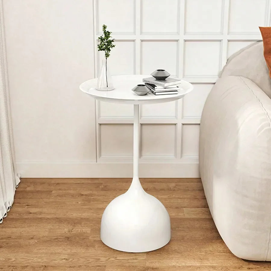 Scandinavian Round Metal Side Table for Living Room or Bedroom