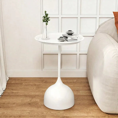 Scandinavian Round Metal Side Table for Living Room or Bedroom
