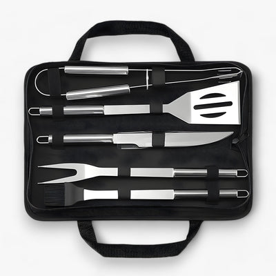 Stainless Steel BBQ Grill Tool Set with Carrying Case