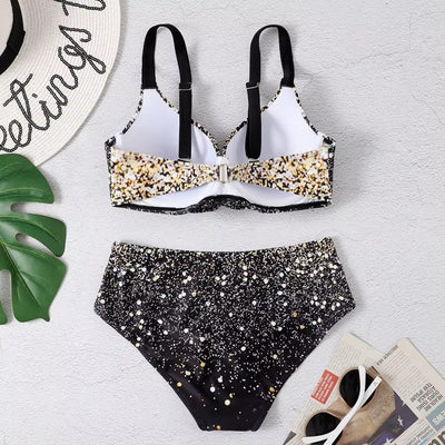 Tropical High-Waist Bikini Set for Women