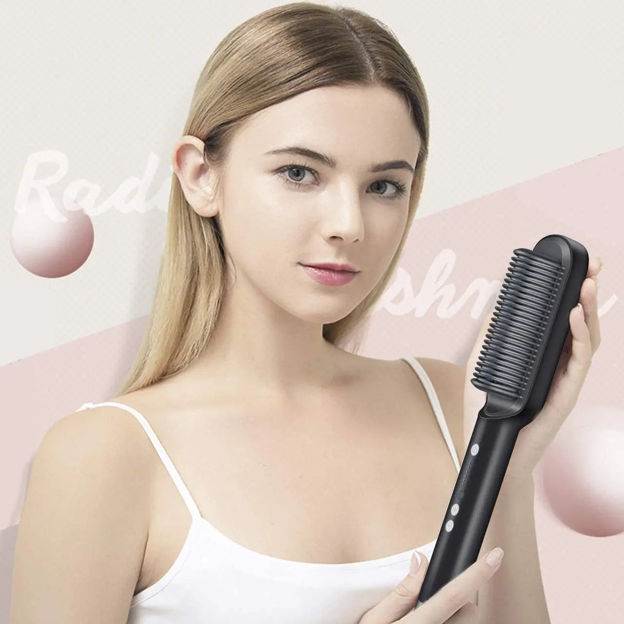 Heated Hair Straightening Brush with LED Display