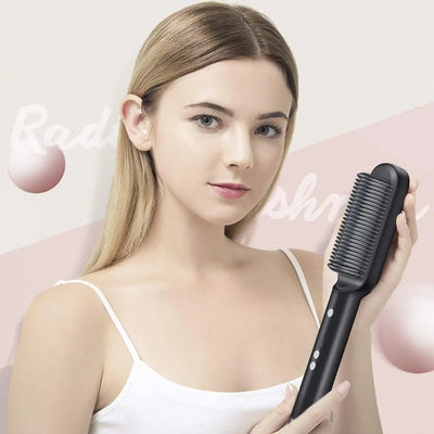 Heated Hair Straightening Brush with LED Display