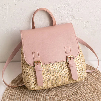 Boho Wicker Backpack Purse for Summer