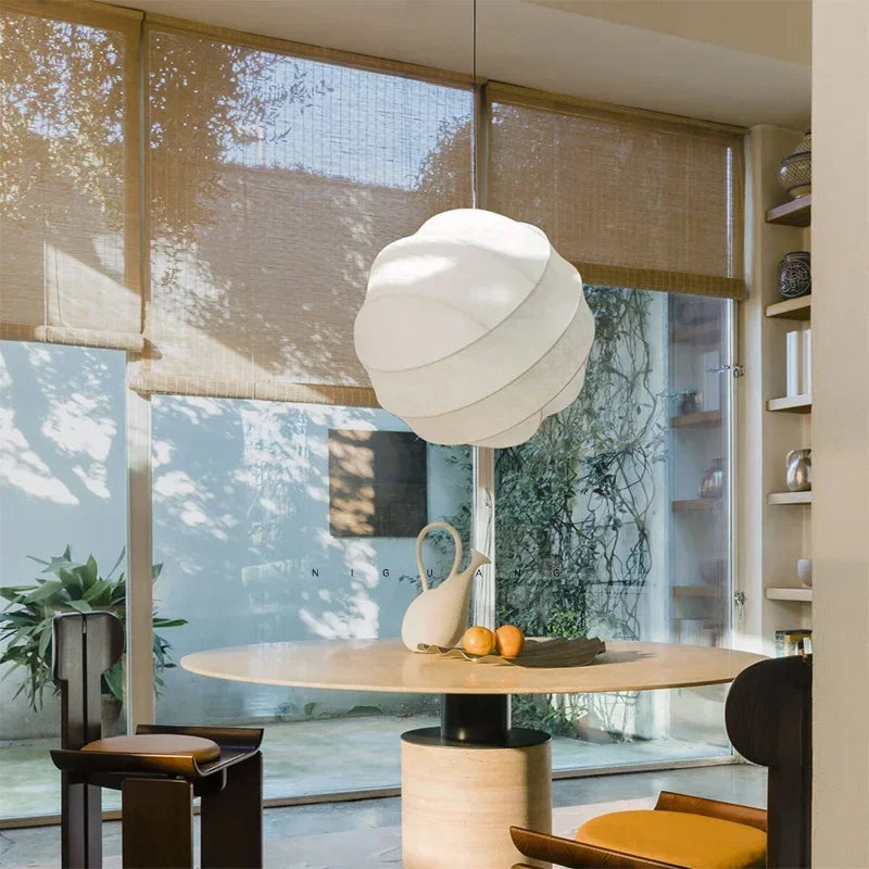 Japanese Wabi Sabi Silk Pendant Light for Modern Interiors