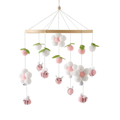 Wooden Baby Crib Mobile with Felt Bears Decoration