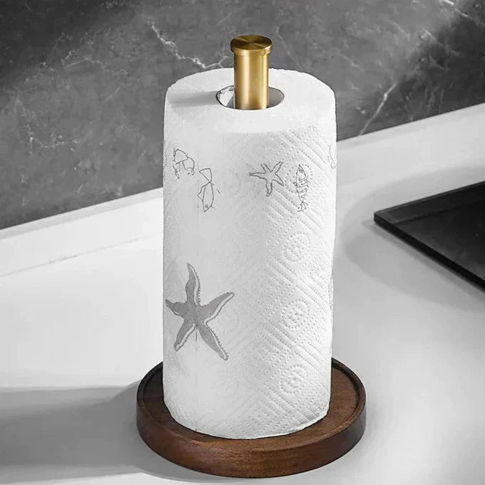 Walnut Wood Paper Towel Holder Stand