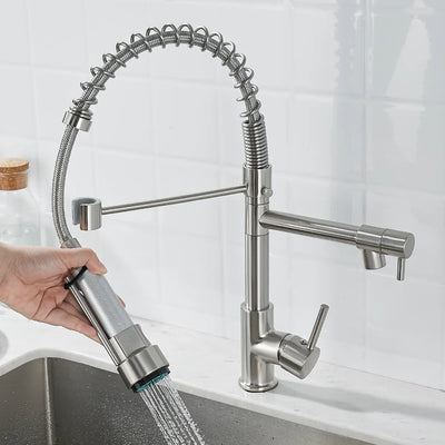 Black and Gold Dual Spout Kitchen Faucet