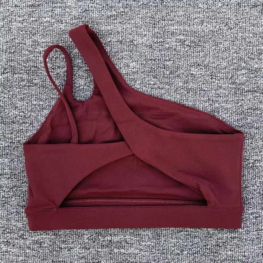 Women’s Shockproof Sports Bra with Oblique Shoulder Straps for Fitness