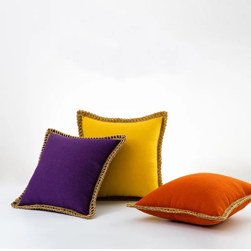 Colorful French-Style Decorative Pillow Cover Polyester