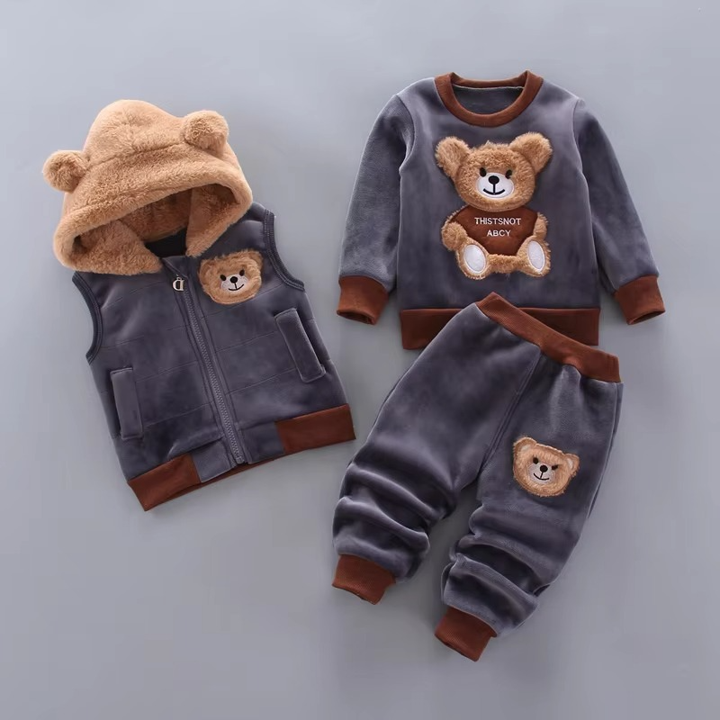 Cotton Baby Winter Outfit Set with Hooded Sweater