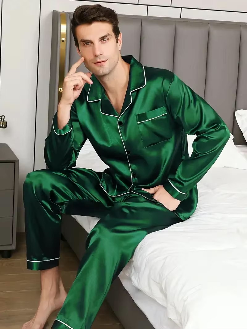 Silkon Men’s Silk Satin Pajama Set – Luxury Nightwear for Ultimate Comfort