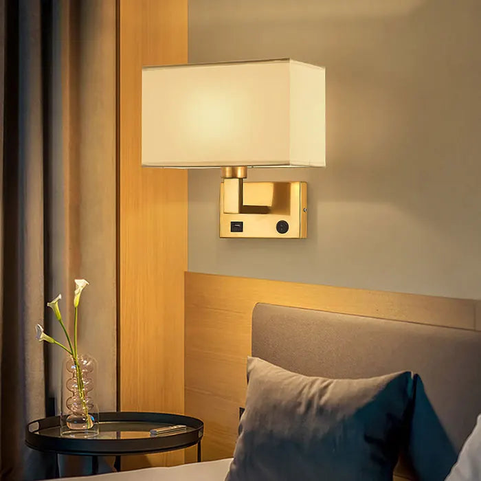 Modern Wall Lamp with Stainless Steel Base & Fabric Shade