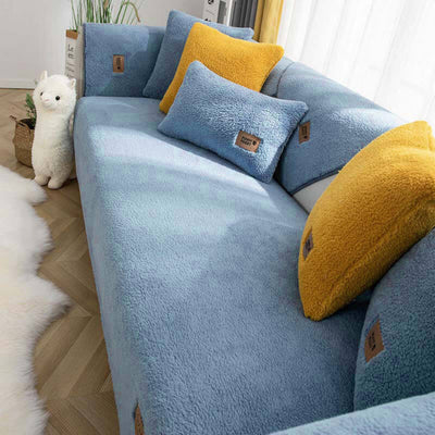 Waterproof Sherpa Fleece Sofa Cover Non-Slip