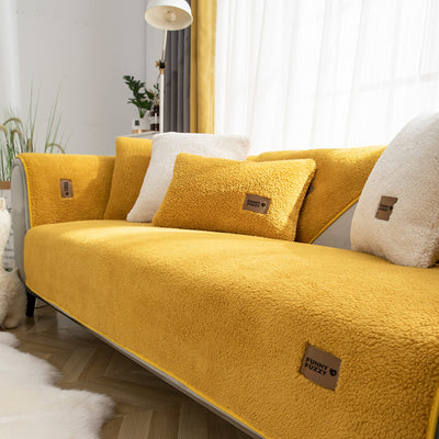 Waterproof Sherpa Fleece Sofa Cover Non-Slip