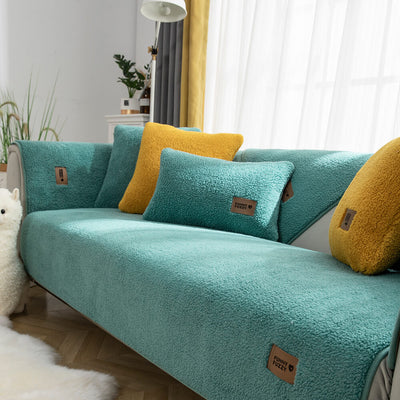 Waterproof Sherpa Fleece Sofa Cover Non-Slip