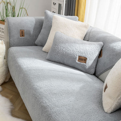 Waterproof Sherpa Fleece Sofa Cover Non-Slip