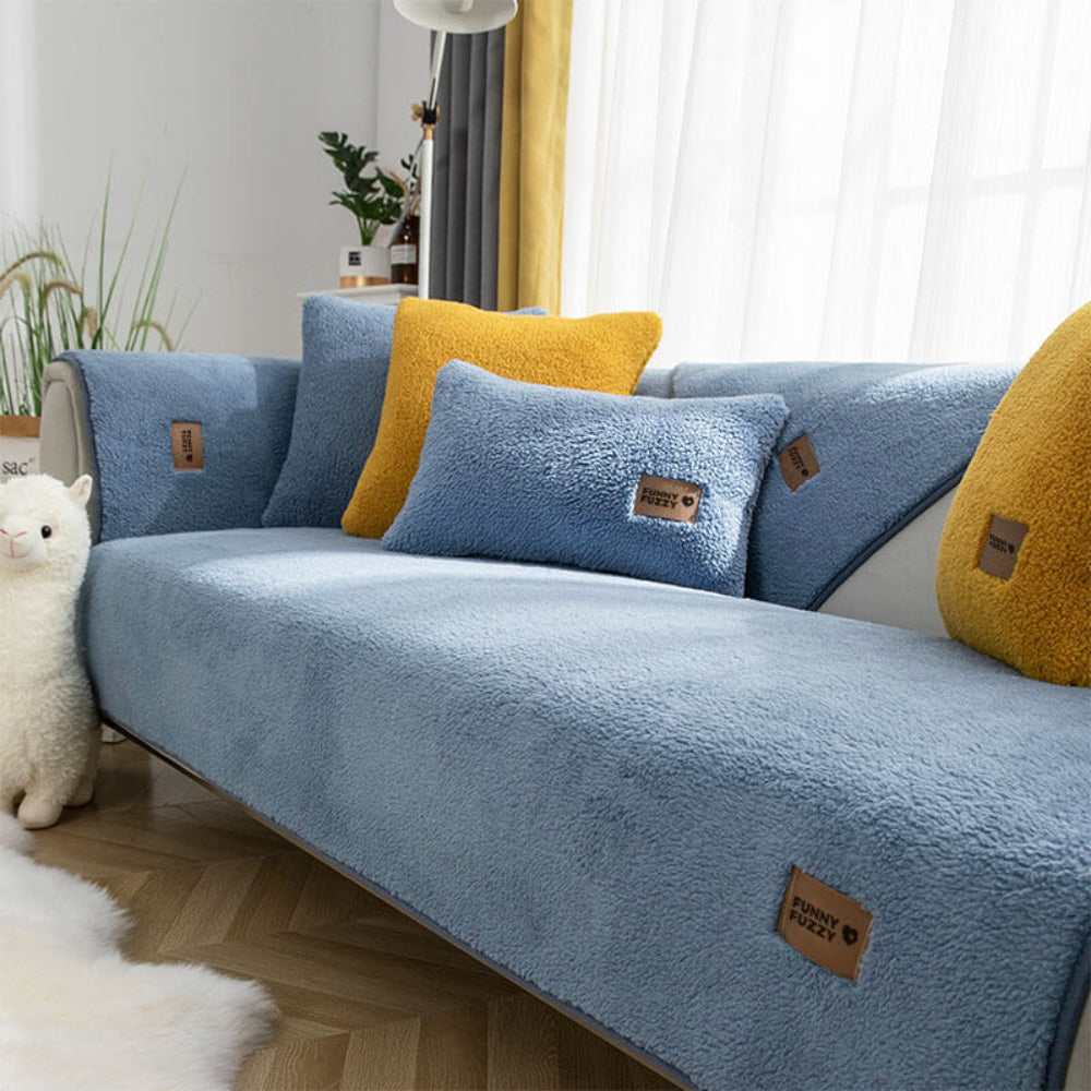 Waterproof Sherpa Fleece Sofa Cover Non-Slip