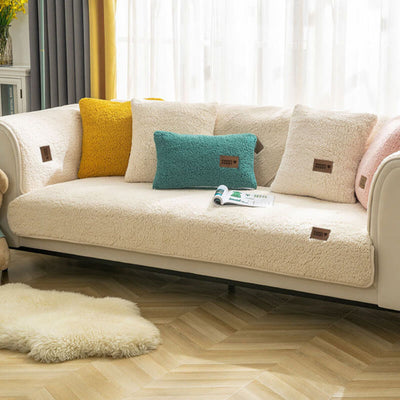 Waterproof Sherpa Fleece Sofa Cover Non-Slip