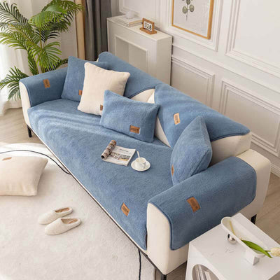 Waterproof Sherpa Fleece Sofa Cover Non-Slip