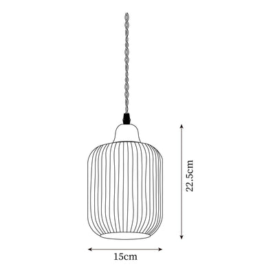 Rustic Ceramic Pendant Light with Oak Accent