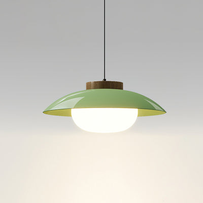 Modern Metal Pendant Light with Wood Accent