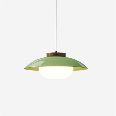 Modern Metal Pendant Light with Wood Accent